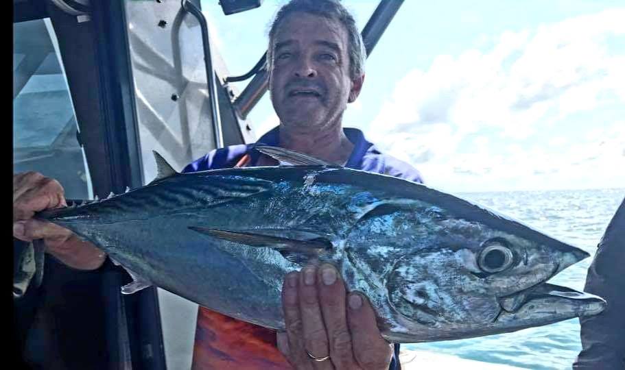 Tuna on the cast with Offshore Boats bluewater fishing charters