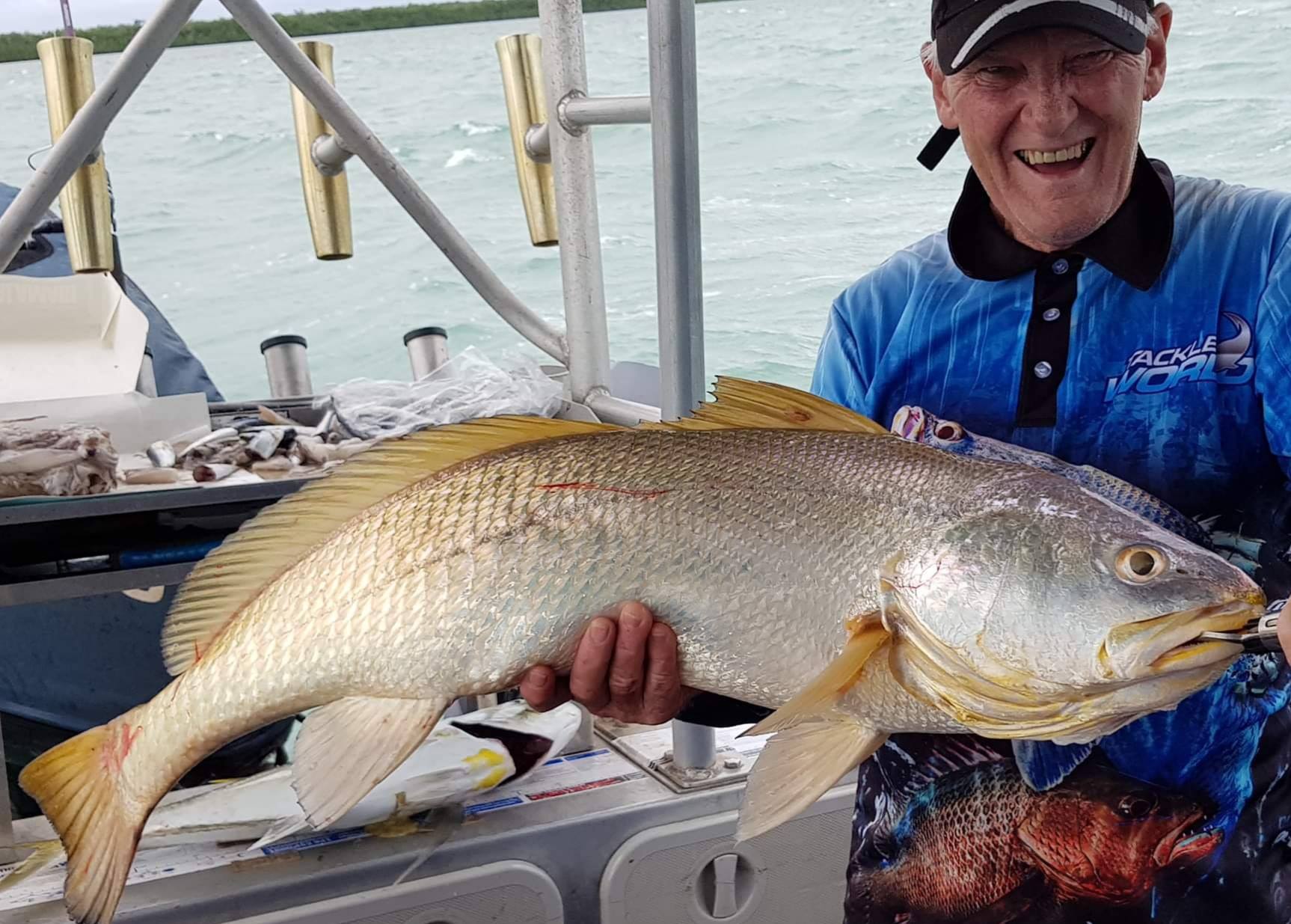 A very happy guest with a great Jewfish caught on an Offshore Boats reef fishing charter