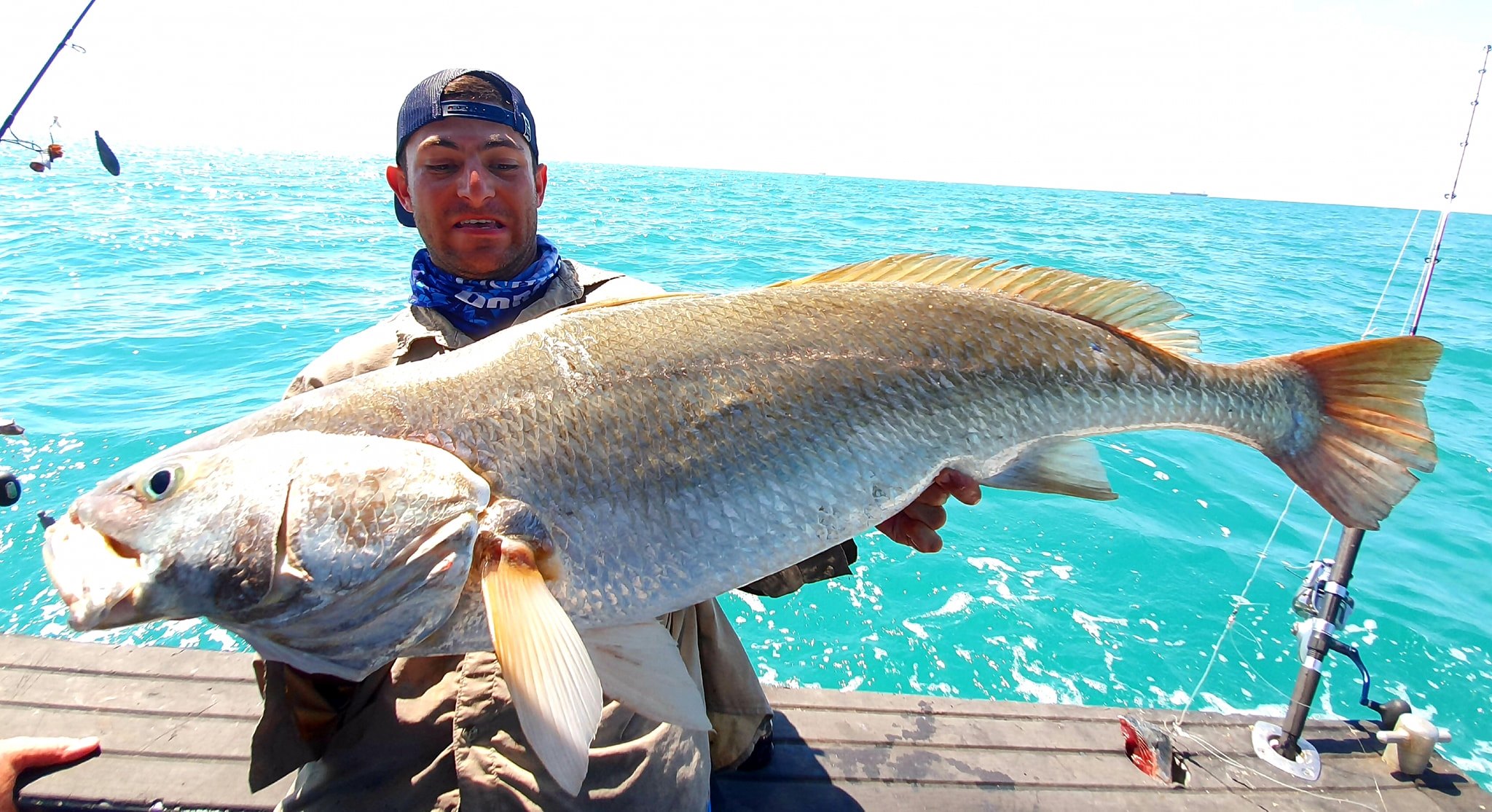 Black Jewfish with Offshore Boats - Darwin's Premier Reef & Sport FIshing Charters