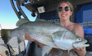 Rebecca's first Barra with Offshore Boats